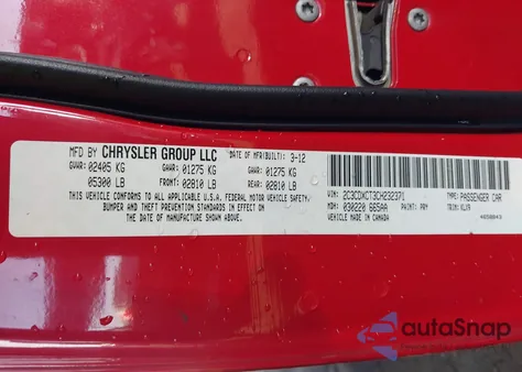 2012 Dodge Charger R/T z USA, uszkodzony, nr VIN 2C3CDXCT3CH232371